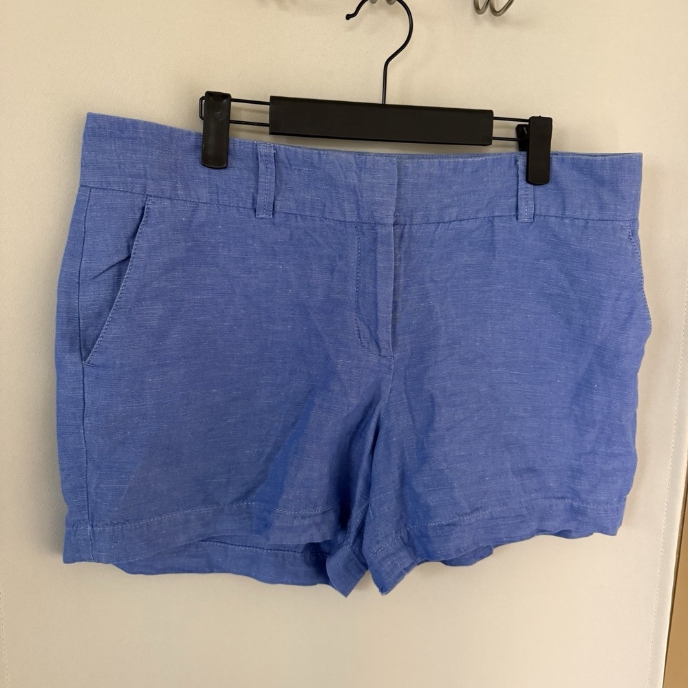 Talbots Womens 12 Blue Linen Blend Mid Rise Shorts‎